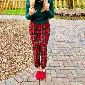J. Crew Red Plaid Pants high rise Cameron tartan slacks